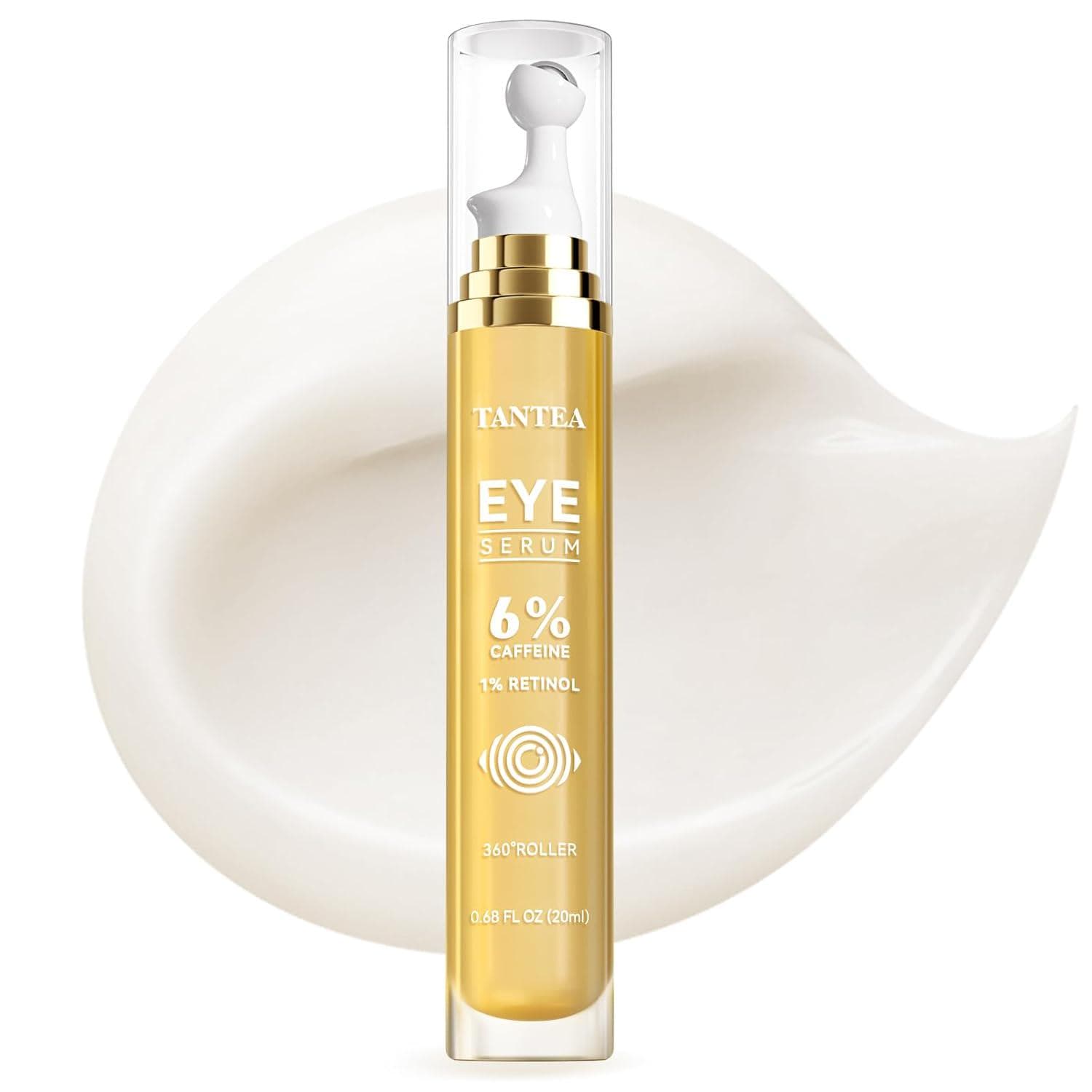 6% Caffeine Eye Cream for Dark Circles, Daily 1% Retinol Caffeine Eye Serum for Puffy Eyes and Under Eye Bags, Eye Skin Care Suitable for Men and Women’s