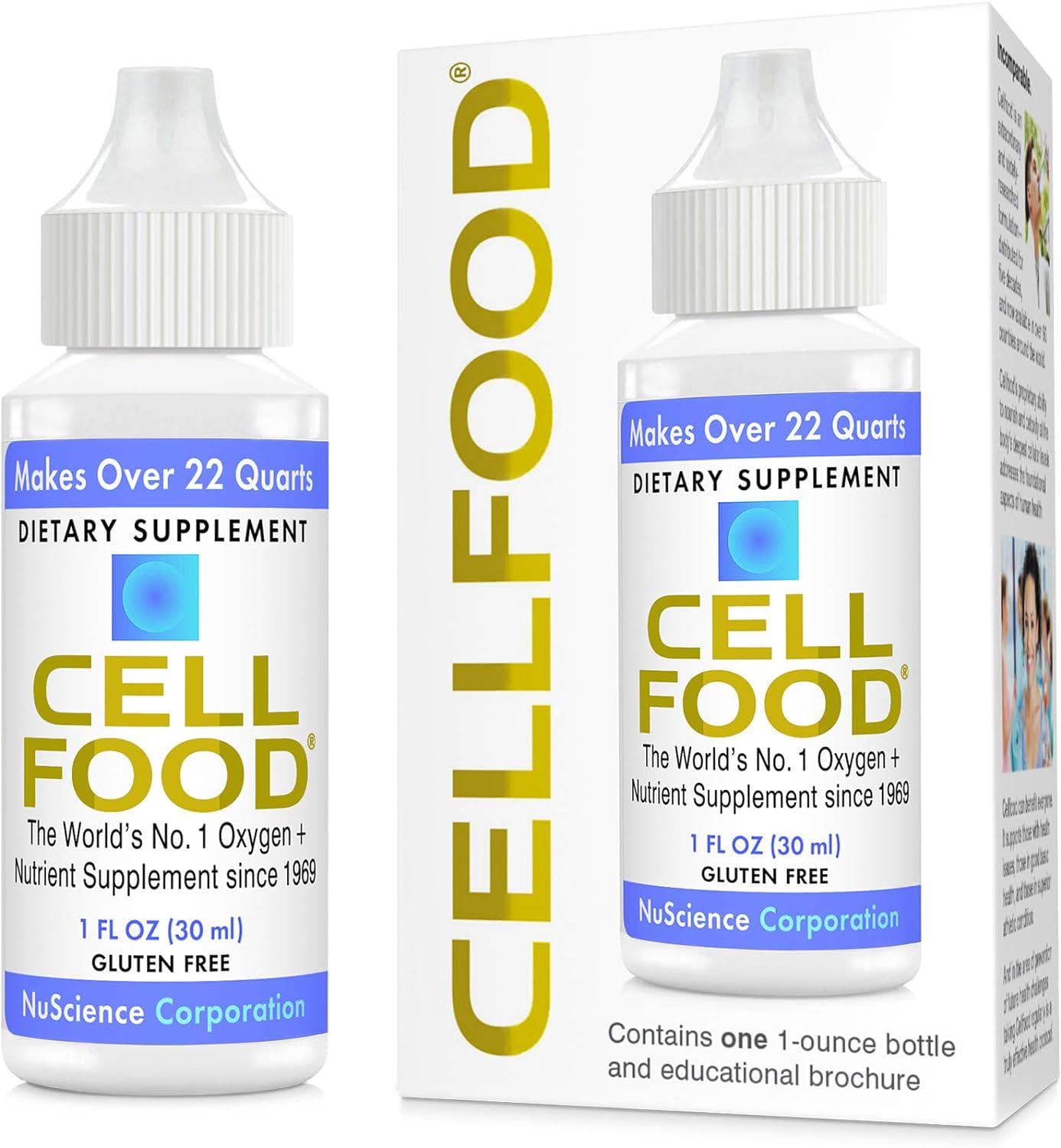 Cellfood Oxygen Boost, 1 fl oz – Liquid Oxygen Supplement for Lymphatic Drainage, Altitude Sickness, Jet Lag, Fatigue, Headaches, Hangovers – Gluten Free, Cert. Kosher – Makes Over 22 Quarts