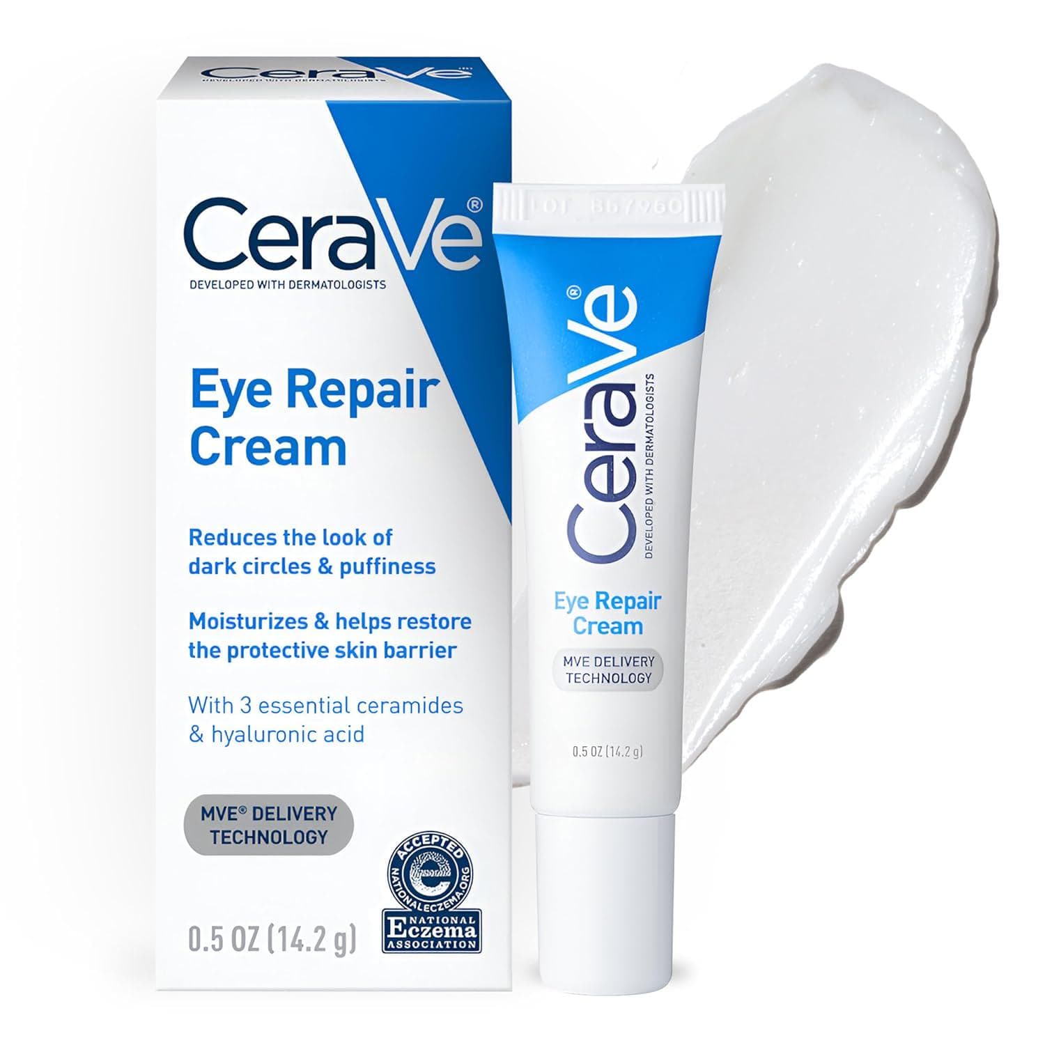 CeraVe Eye Repair Cream | Under Eye Cream For Puffiness And Bags Under Eyes | Hyaluronic Acid + Niacinamide + Marine Botanical Complex | Hydrating Eye Cream | Oil Free and Opthalmologist Tested
