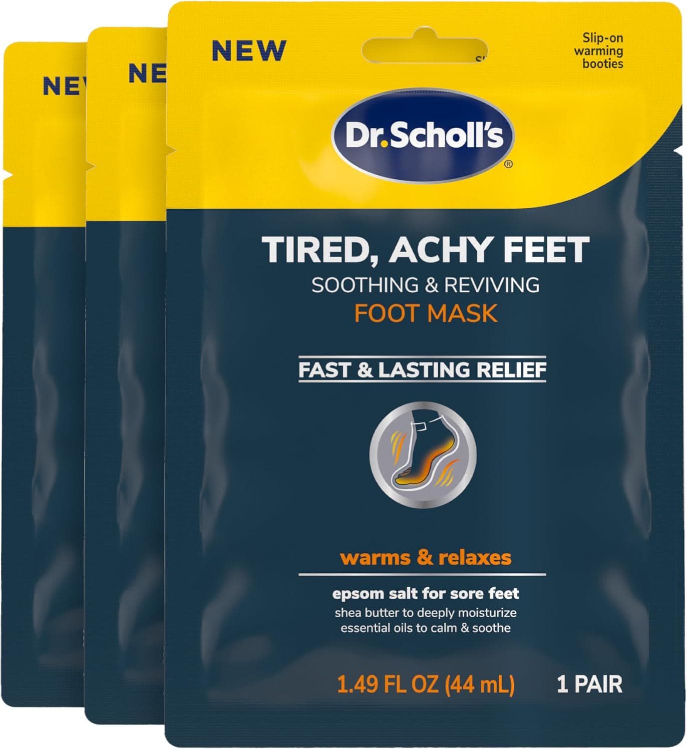 Dr. Scholl’s Tired, Achy Feet Soothing and Reviving Foot Mask, 3 Pair, Warming Booties