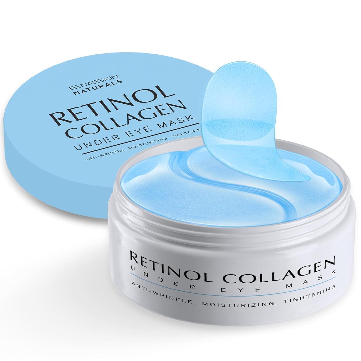 Enaskin Naturals Under Eye Patches for Dark Circles: 30 Pairs Retinol Collagen Eye Gels Mask – Reduce Wrinkles Puffy and Bags – Skin Treatment Pads – Anti Aging Moisturizer For Women (Blue)