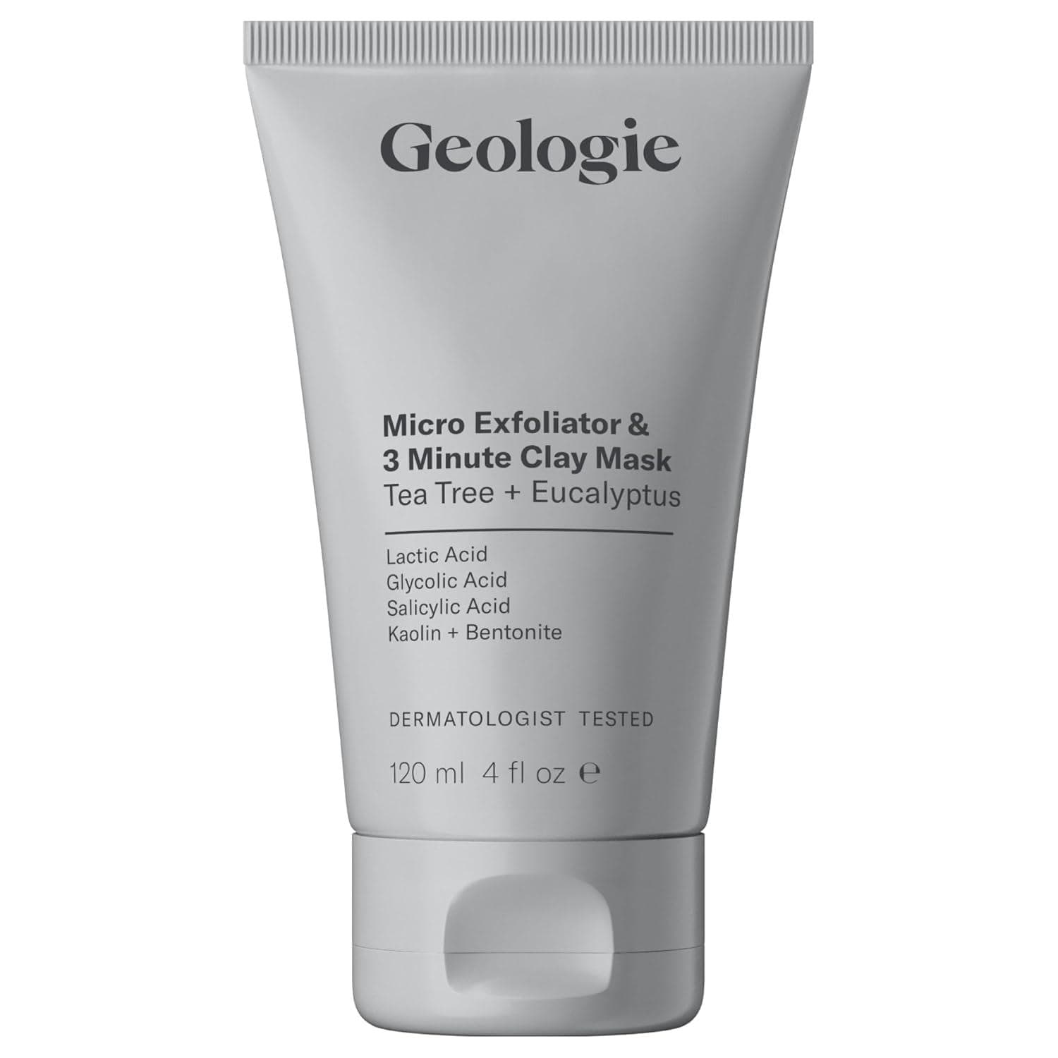 Geologie Micro Exfoliator and Clay Mask | 3-in-1 Deep Cleansing Face Wash, Pore Refining Mask and Skin Exfoliant | Tea Tree and Eucalyptus Scent For Men and Women | 4 fl oz