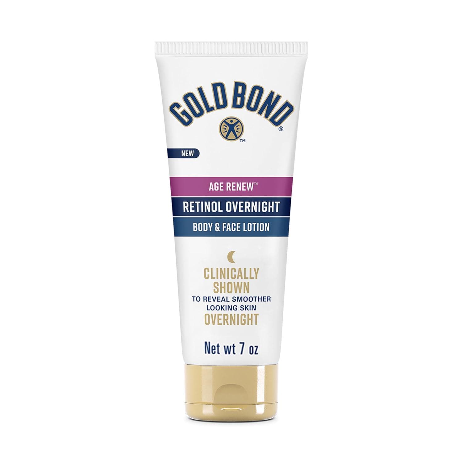 Gold Bond Age Renew Retinol Overnight Body and Face Lotion, With Retinol and Peptide Complex, for Dry Skin, 7 oz.