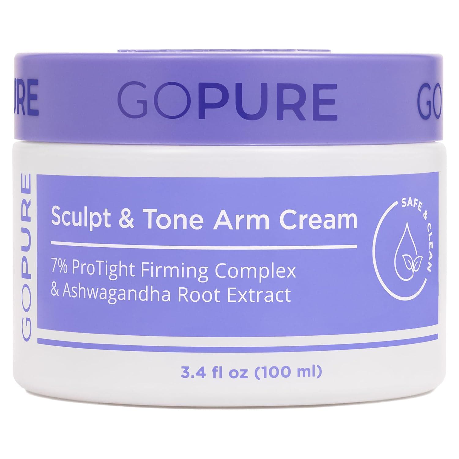 goPure Sculpt and Tone Arm Cream Firming And Tightening Cream For The Arms, Smooths The Look Of Wrinkles, Deeply Hydrates, Firms The Look Of Crepey Texture On The Arms
