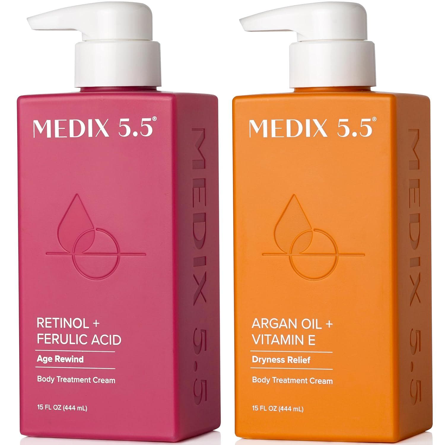Medix 5.5 Retinol Body Lotion + Argan Oil Cream 2PC Skin Care Set Body and Face Moisturizer | Firming Body Lotion Bundle Reduces Look Of Wrinkles, Cellulite, Crepey Skin, and Uneven Skin Tone, 2PC