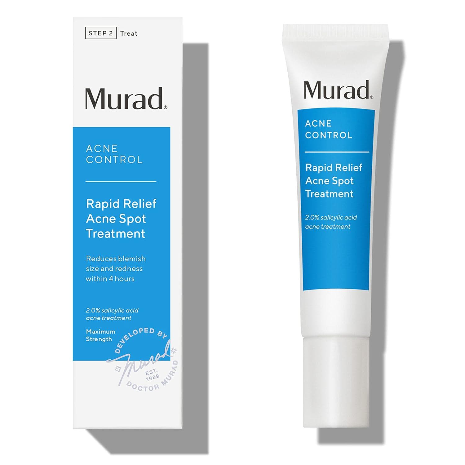 Murad Rapid Relief Acne Spot Treatment Acne Control Max Strength 2% Salicylic Acid Clear Gel Blemish Remover – Fast Active Acne Relief Backed by Science, 0.5 Oz