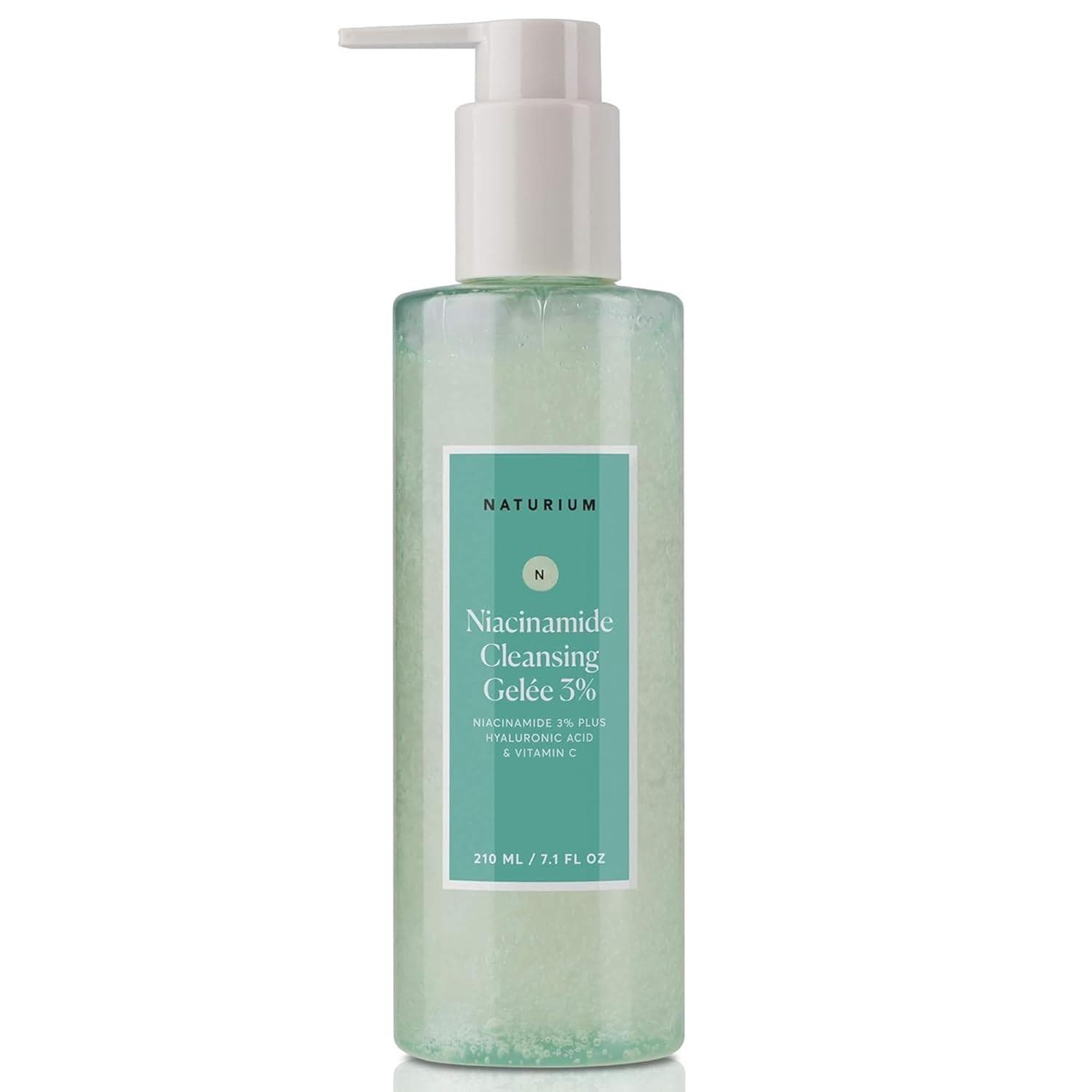 Naturium Niacinamide Cleansing Gelée 3% Plus Hyaluronic Acid and Vitamin C, Gentle and Smoothing Face Wash, 7.1 oz