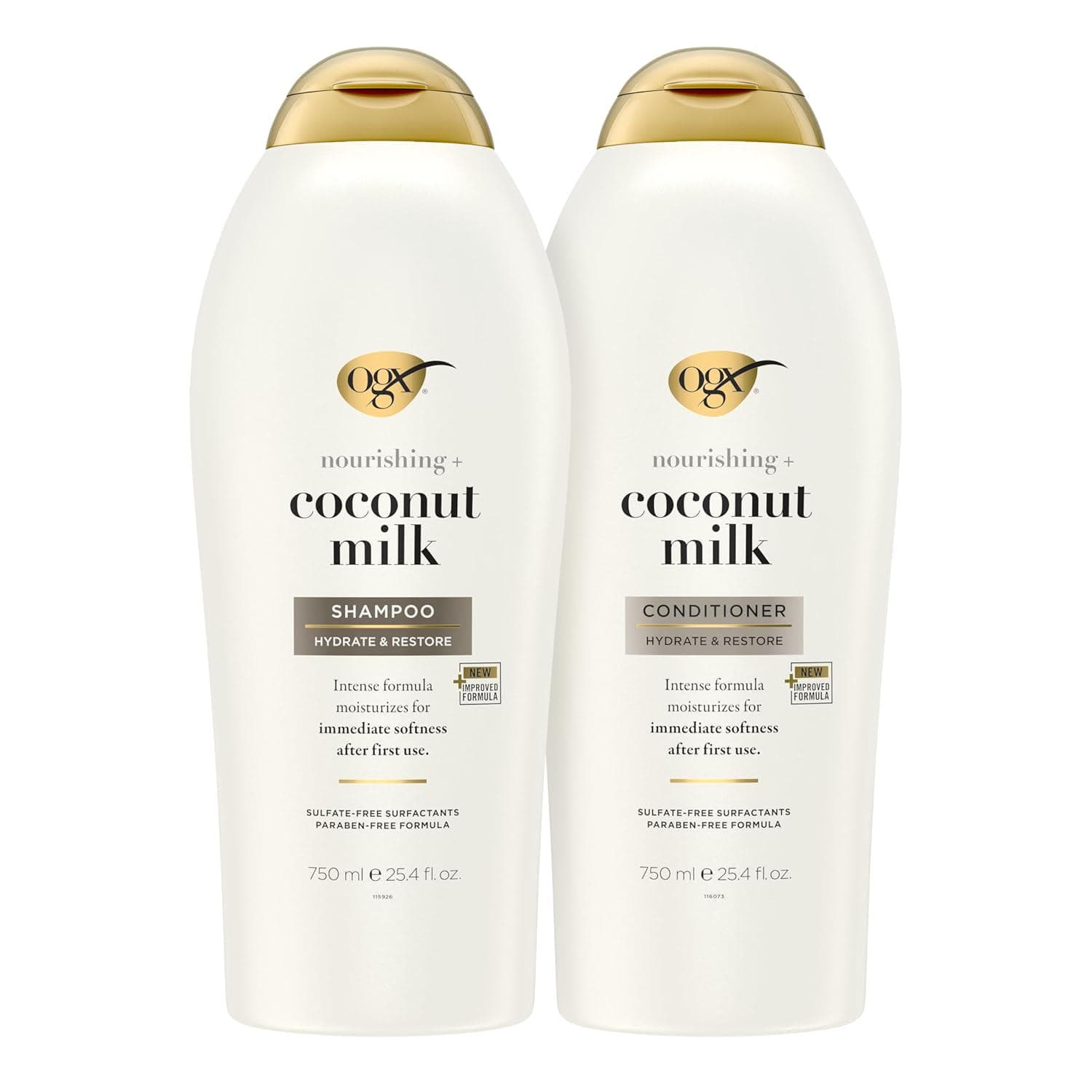 OGX Nourishing + Coconut Milk Shampoo and Conditioner, Set, 25.4 Fl Oz (Pack of 2)