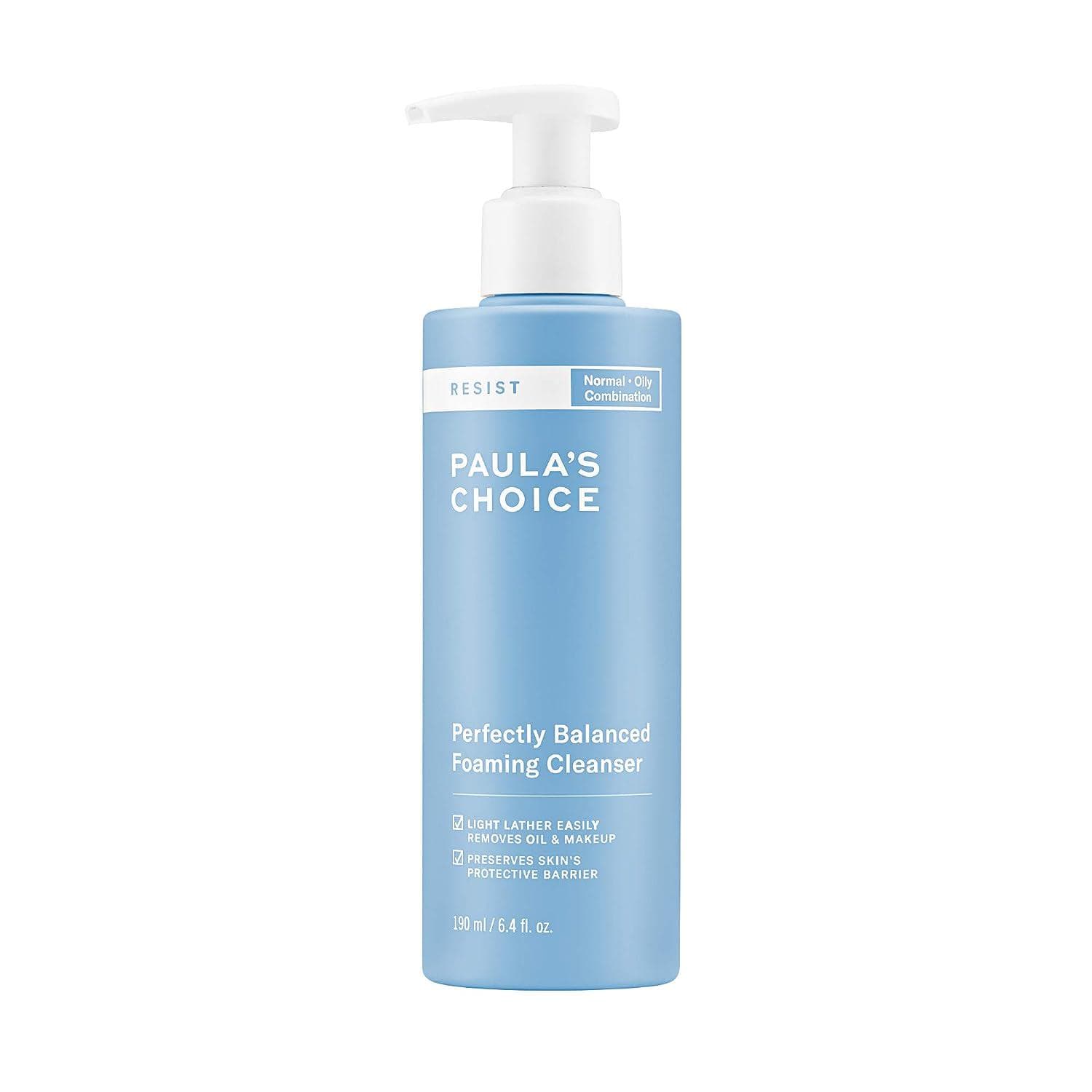 Paula’s Choice RESIST Perfectly Balanced Foaming Cleanser, Hyaluronic Acid and Aloe, Anti-Aging Face Wash, Large Pores and Oily Skin, 6.4 Fl Oz
