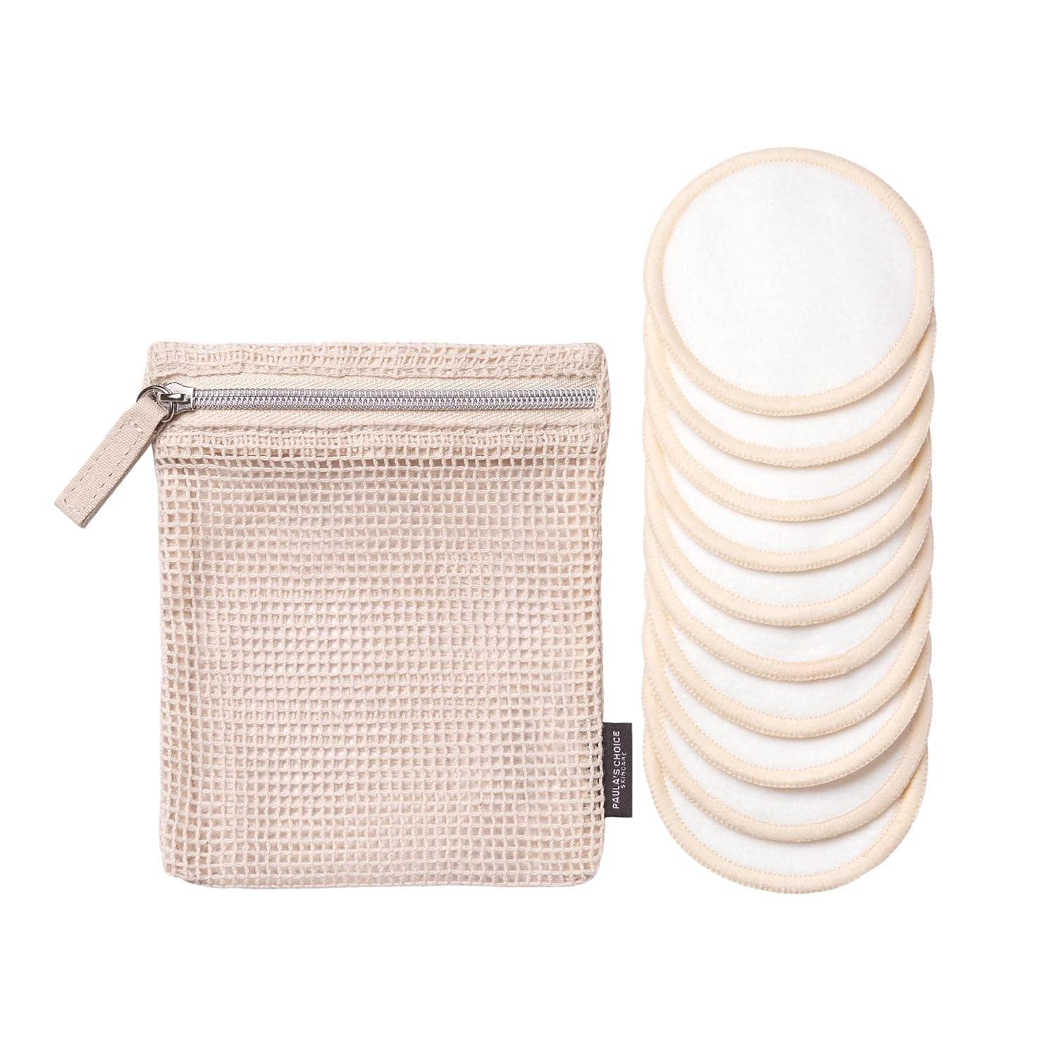 Paula’s Choice Reusable Makeup Remover Pads, Eco-Friendly Cotton and Bamboo Rounds for Toner and Exfoliants, Includes Washable Bag for Laundry and Storage, 10 Count