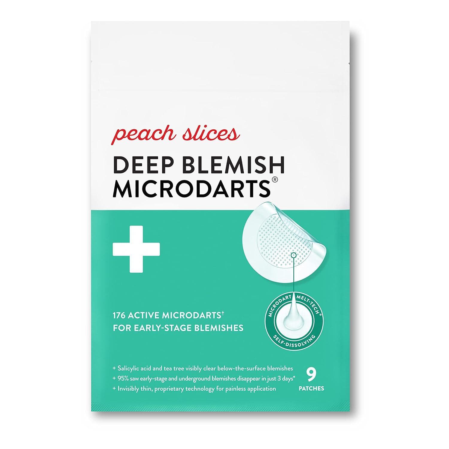 Peach Slices | Deep Blemish Microdarts | Acne Patch | Early Stage and Deep Pimples | Fast-Acting | Salicylic Acid | Tea Tree Oil | Niacinamide | Cica | Hyaluronic Acid | Spot Treatment | 9 Patches