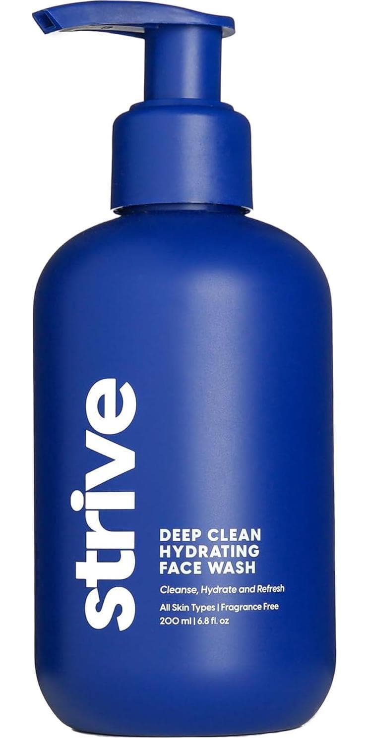 Strive – Deep Hydrating Mens Face Wash – Facial Cleanser, Mens Skin Care, Fragrance Free, Clear Skin, Refreshing with Aloe Vera, Hyaluronic Acid and Niacinamide – For All Skin Types – 200mL