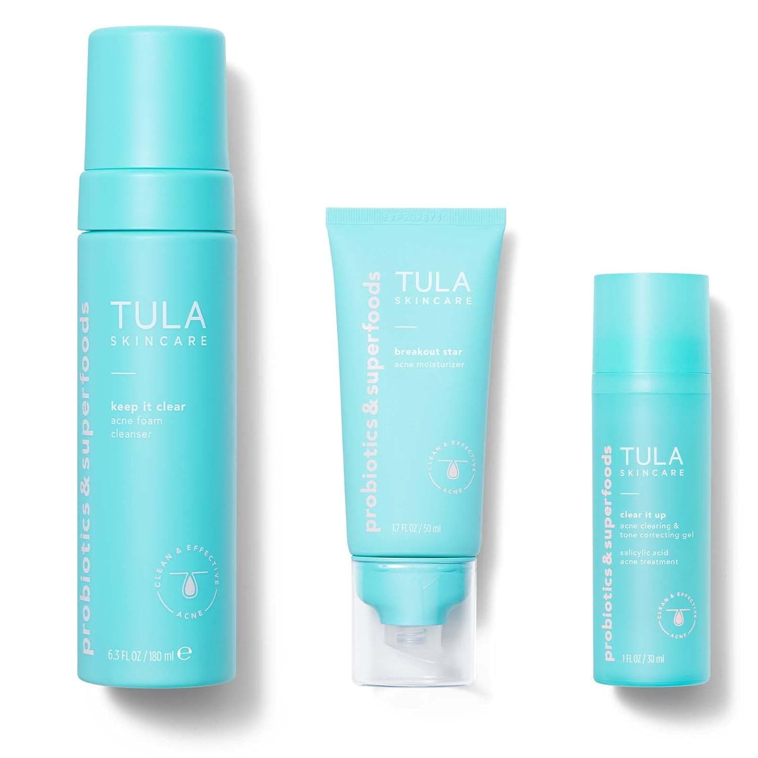 TULA Skin Care Acne Heroes Level 3 Acne Clearing Routine – An Effective, Gentle, and Complete Acne-Clearing Routine for Mild to Severe Breakouts, 3-Piece Kit